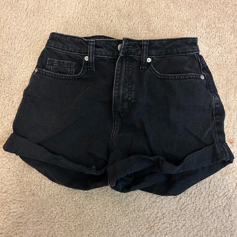 Black Paper Bag Jean Shorts
